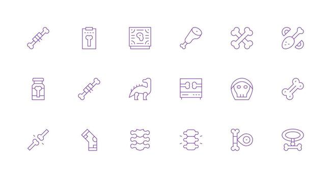 18 Minimal Line Designs for Bone Icons Scalable Icons for Cross-Platform Interfaces vector