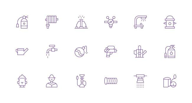Minimal Line Style Hose Icons with 18 Vectors Versatile Icon Collection for Designers
