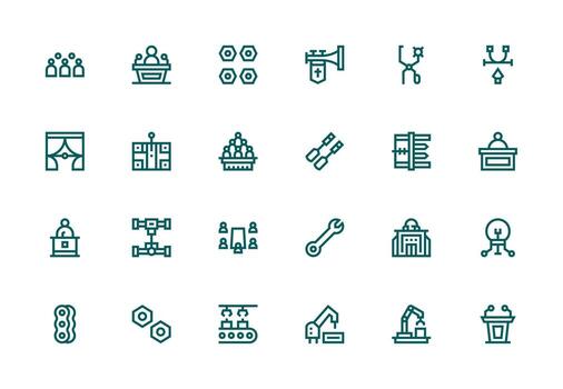 24 Icons for Assembly in Thick Line Line Format Minimal Icon Set for Interface Projects vector