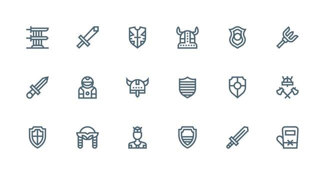18 Icons for Armor in Strong Stroke Line Format General Use Icon Pack vector