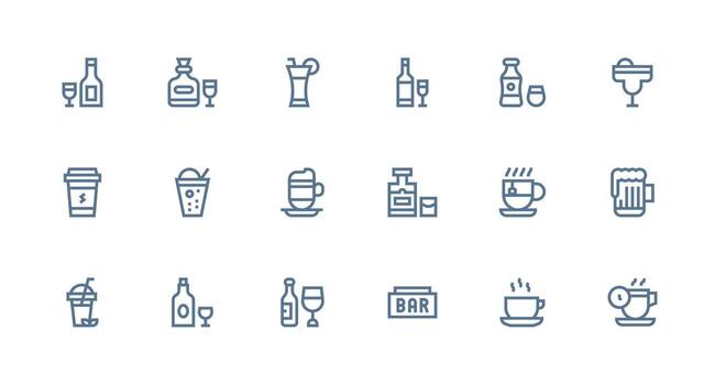 Drink Icon Set with 18 Strong Stroke Line Icons High-Resolution Icons for Any Platform vector