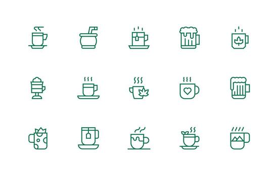 15 Regular Line Style Icons from Mug Collection Reliable Icons for All Interfaces vector