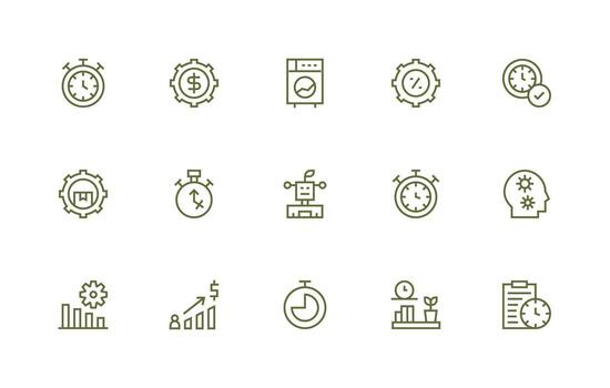 eficiencia incluso 15 regular línea ilustraciones limpiar icono colección para web utilizar vector