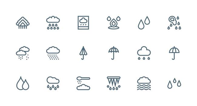 18 Drizzle Icons in Strong Stroke Line Aesthetic High-Resolution Icons for Any Platform vector