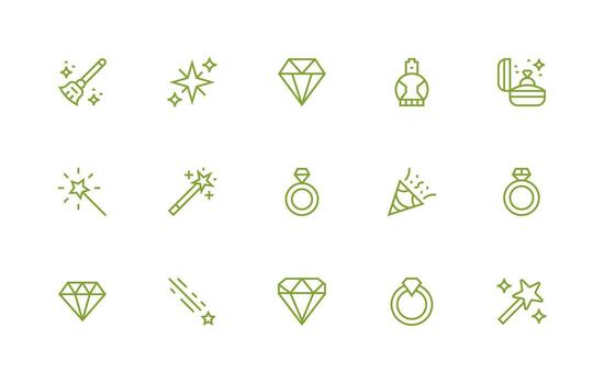 brillar presentando 15 íconos en regular línea diseño interfaz íconos para diario utilizar vector