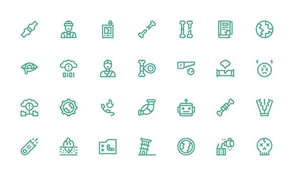 Broken Visual Pack containing 28 Bold Line Icons Multi-Style Icons for Creative Projects vector