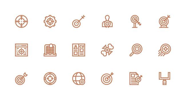 18 Icons for Objective in Strong Stroke Line Format Clean Icon Pack vector