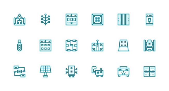 módulo diseño íconos presentando 18 en fuerte carrera línea estilo básico icono serie vector