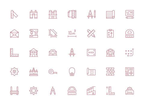 ligero línea estilo Plano íconos con 35 vectores profesional icono paquete para desarrollo trabajo