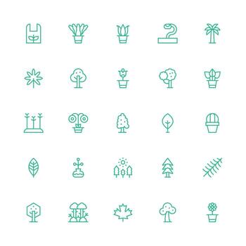 Foliage Set with 25 Medium Stroke Outline Icons Icons Built for Visual Consistency Pack vector