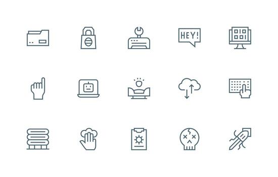 15 regular línea diseños para software íconos diseño icono colección vector