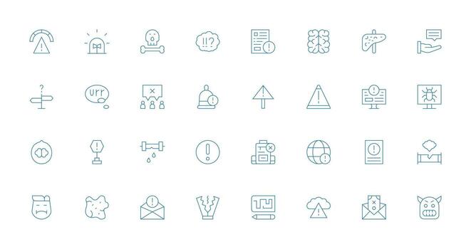 32 Delgado línea íconos para problema gráficos multi-estilo icono colección vector