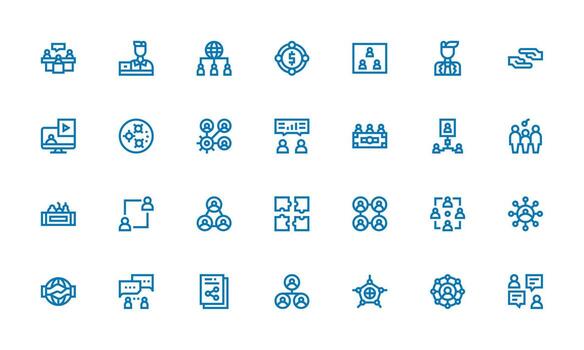 Collaboration featuring 28 Icons in Bold Line Design Basic Icon Series vector