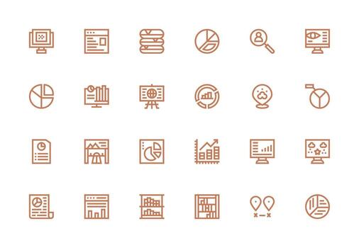 24 Thick Line Line Vectors for Data Visualization Theme Professional Icon Set