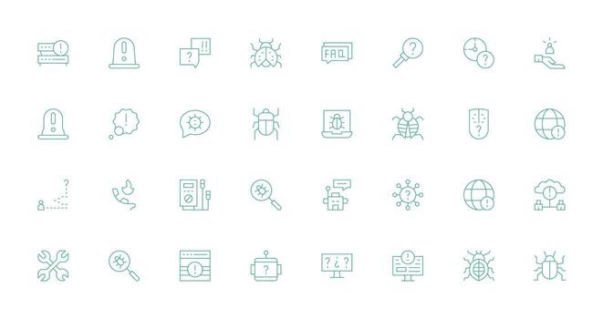Troubleshooting featuring 32 Icons in Thin Line Design Scalable Icons for Cross-Platform Interfaces vector