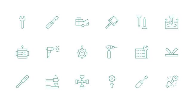 18 Minimal Line Style Icons from Fixing Collection Versatile Icon Collection for Designers vector