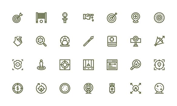 28 Bold Line Style Icons from Target Collection Minimal Icon Set for Interface Projects vector