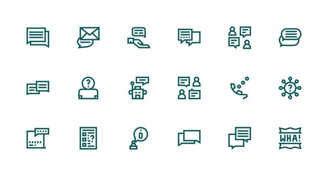 Support Request Icon Collection with 18 Strong Stroke Line Designs Flexible Icon System for Web Interfaces vector