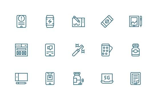 tableta diseño íconos presentando 15 en regular línea estilo moderno icono conjunto vector