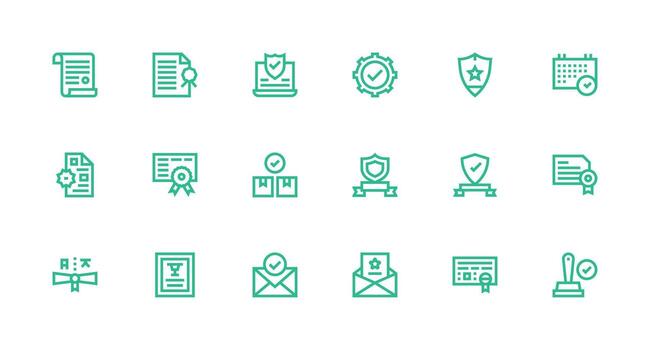 Validated Icon Collection with 18 Strong Stroke Line Designs Interface Icon Collection vector