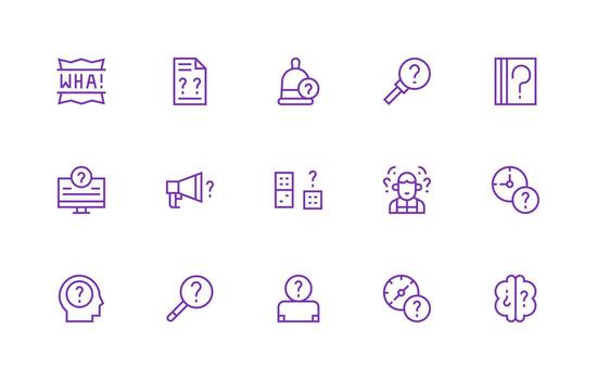 15 Regular Line Icons for Doubt Graphics Smart Icon Collection vector