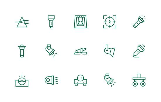 15 regular línea íconos para haz gráficos organizado icono paquete para rápido acceso vector