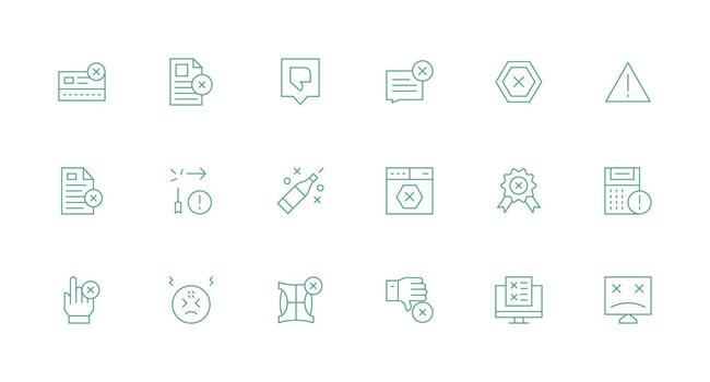 18 mínimo línea íconos para incorrecto gráficos moderno línea y glifo icono serie vector