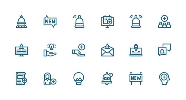18 Strong Stroke Line Icons for New Graphics Minimal Icon Set for Interface Projects vector