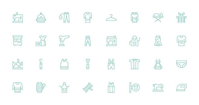32 Icons for Garment in Thin Line Format Customizable Icon Series for Mobile Screens vector