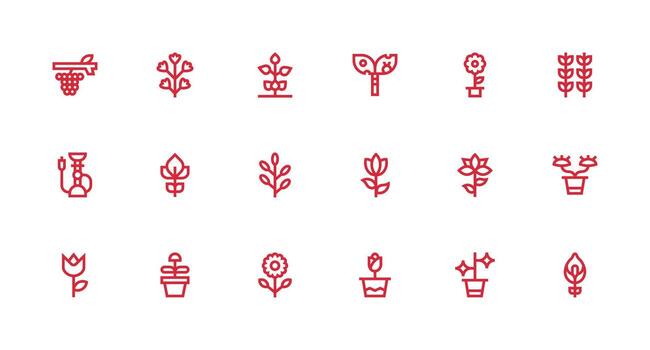 Stem Icon Set with 18 Strong Stroke Line Graphics Essential Icons for Rapid UI Building vector