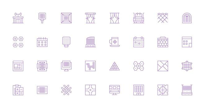 32 Thin Line Style Icons from Grid Collection Design Ready Icon Set for Teams vector