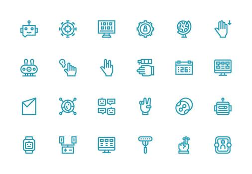 Interface Set with 24 Thick Line Line Icons Clean Icon Collection for Web Use vector