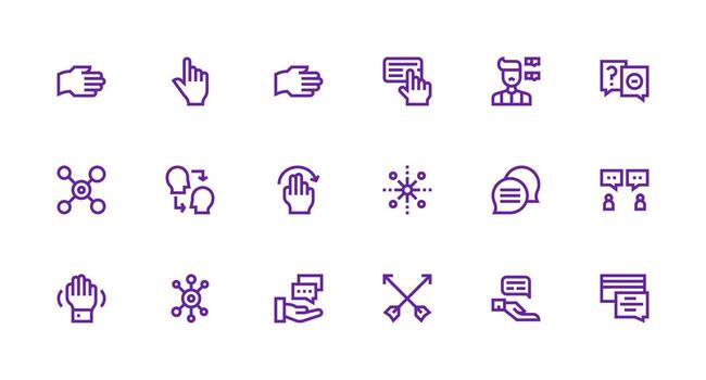 18 íconos para Interacción en fuerte carrera línea formato usuario interfaz íconos para digital productos vector