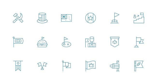 Minimal Line Icons from Flag Set with 18 Vectors Simple Icon Pack