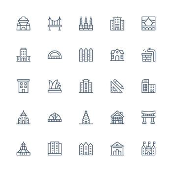 25 Icons for Architecture in Medium Stroke Outline Format Simple Icons for Interface and Wireframes vector