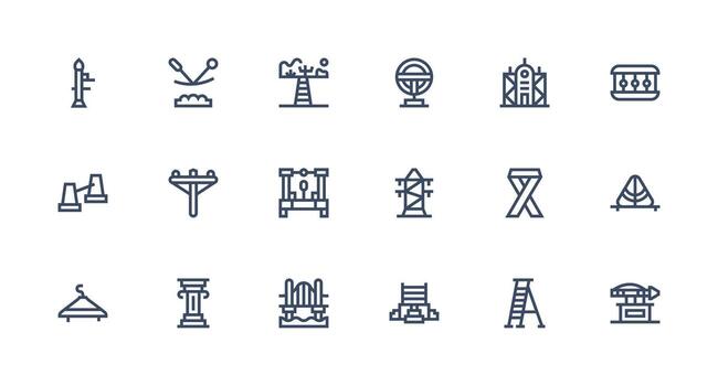 fuerte carrera línea estilo apoyo estructura íconos con 18 vectores esencial icono colección