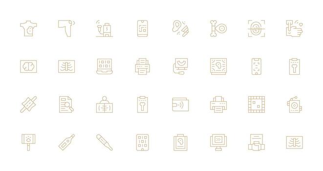 Thin Line Icons from Scan Set with 32 Vectors Organized Glyph Icons for Fast Design
