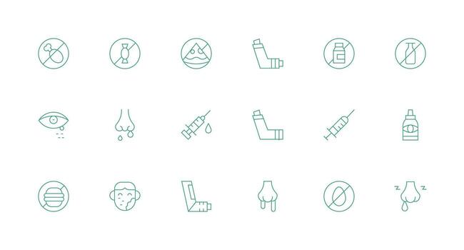 Allergy Set with 18 Minimal Line Icons Icon Collection Set vector