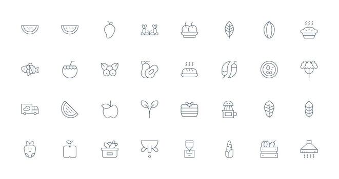 Fresh Design Icons featuring 32 in Thin Line Style Basic Icon Series vector