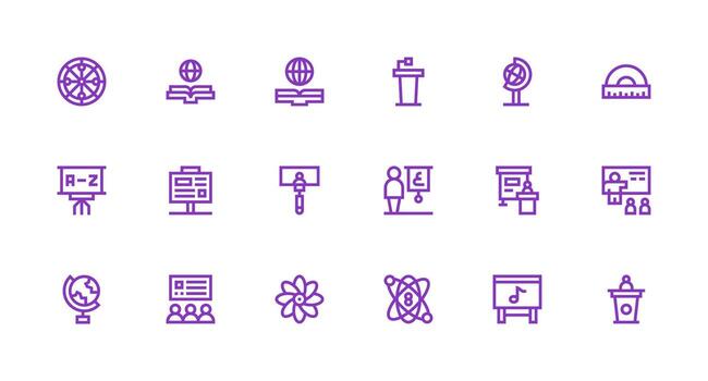 18 Strong Stroke Line Icons for Teaching Graphics Optimized Icon Pack for Digital Products vector
