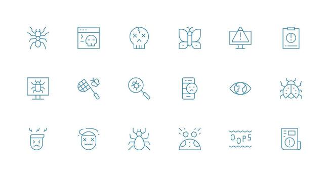 18 mínimo línea estilo íconos desde error colección pulcramente diseñado íconos para web plataformas vector