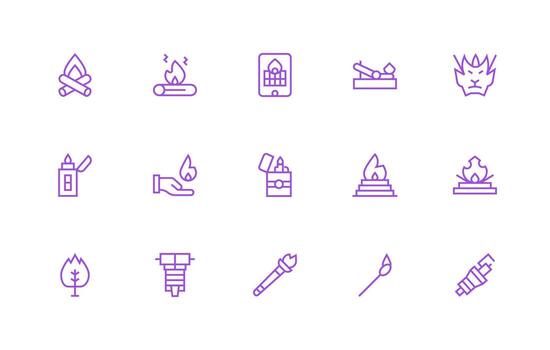 15 Regular Line Vectors for Ignition Theme Digital Icon Collection