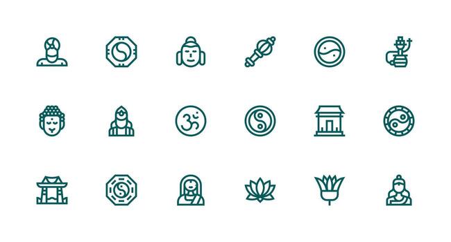 Eastern featuring 18 Icons in Strong Stroke Line Design UI and UX Focused Icon Collection vector