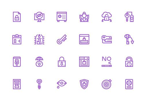 contraseña conjunto con 24 grueso línea línea íconos de uso múltiple icono diseño paquete vector