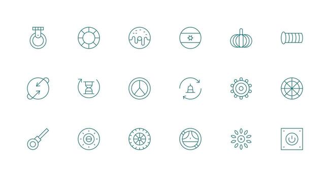 Circular including 18 Minimal Line Illustrations Clean Icon Collection for Web Use vector