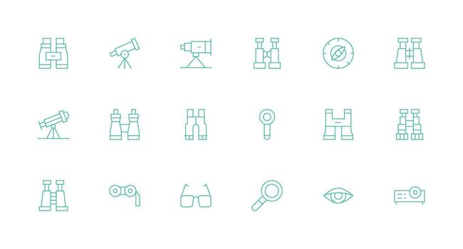 Minimal Line Style Optical Icons with 18 Vectors Well-Structured Icons for Creative Use