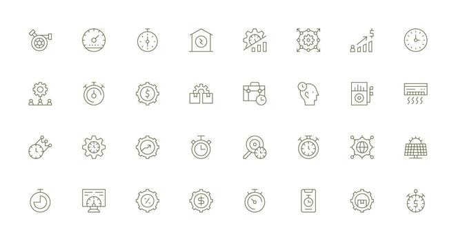 Efficiency Visual Pack containing 32 Thin Line Icons High-Resolution Icons for Any Platform vector