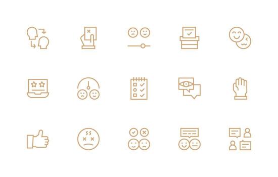 Regular Line Style Poll Icons with 15 Vectors Detailed Icon Collection for Design Systems