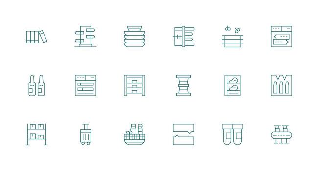 Containers Design Icons featuring 18 in Minimal Line Style Customizable Icon Series for Mobile Screens vector