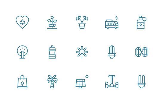 Eco Friendly Set with 15 Regular Line Icons Scalable Icons for Cross-Platform Interfaces vector